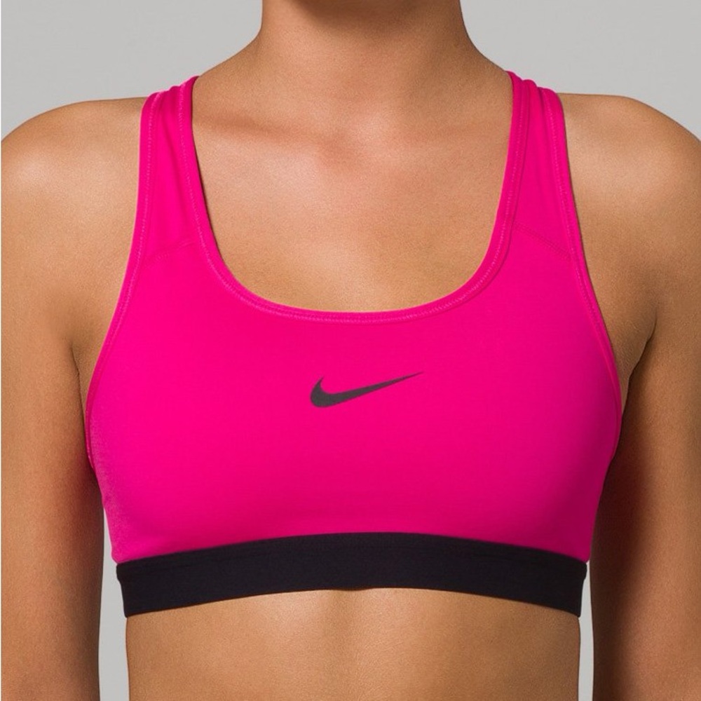 Nike Pink/ Black Pro Classic Padded Sports Bra Racerback Medium Support Size M